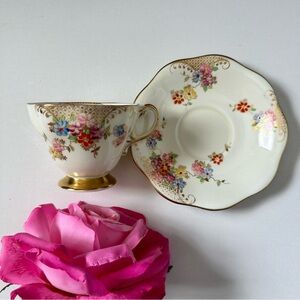 Foley England Vintage Teacup Saucer - Yellow Floral
